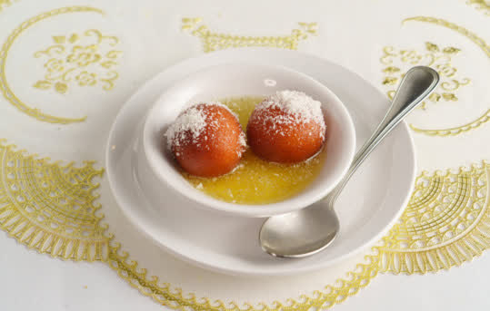 Gulab jamun prepared for an Indian catering order