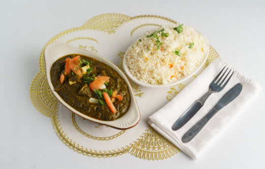 Palak paneer prepared for an Indian catering order