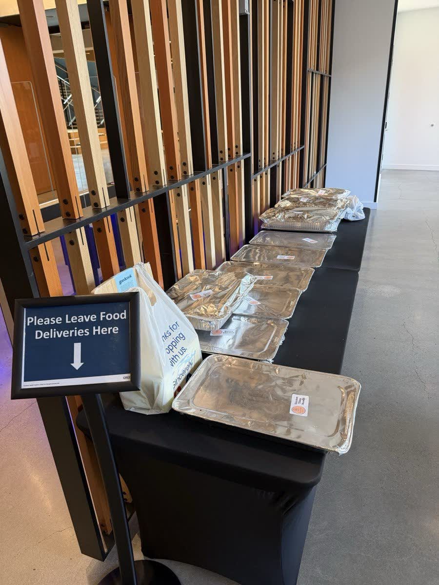 Indian catering delivered and set out for an office lunch