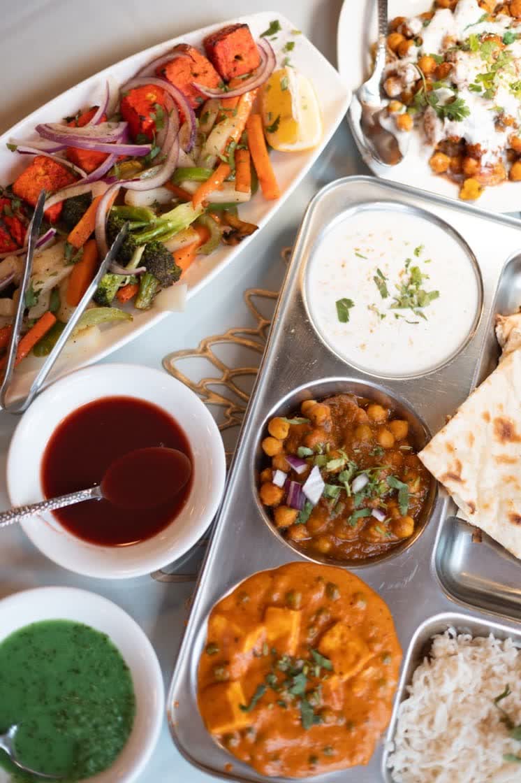 An Indian thali tray prepared for a private celebration